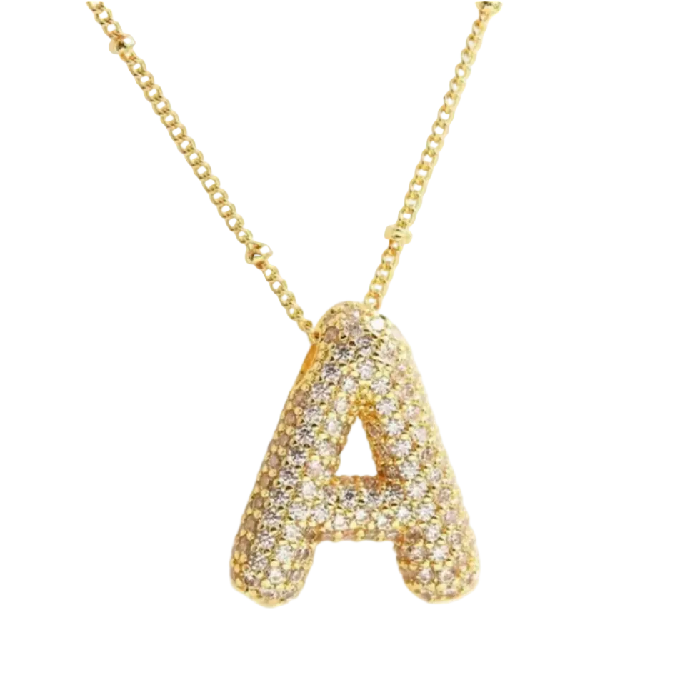 Pavé Bubble Initial Necklace