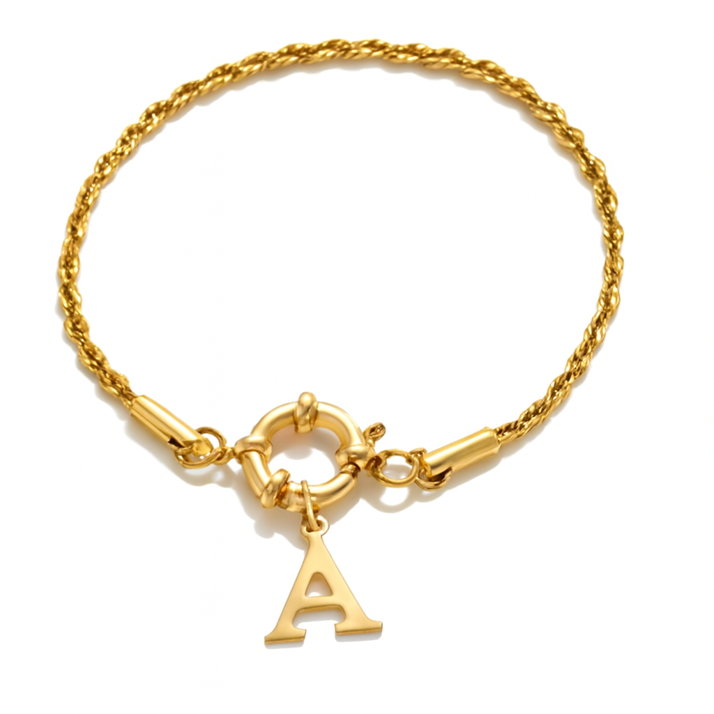Initial Charm Rope Bracelet