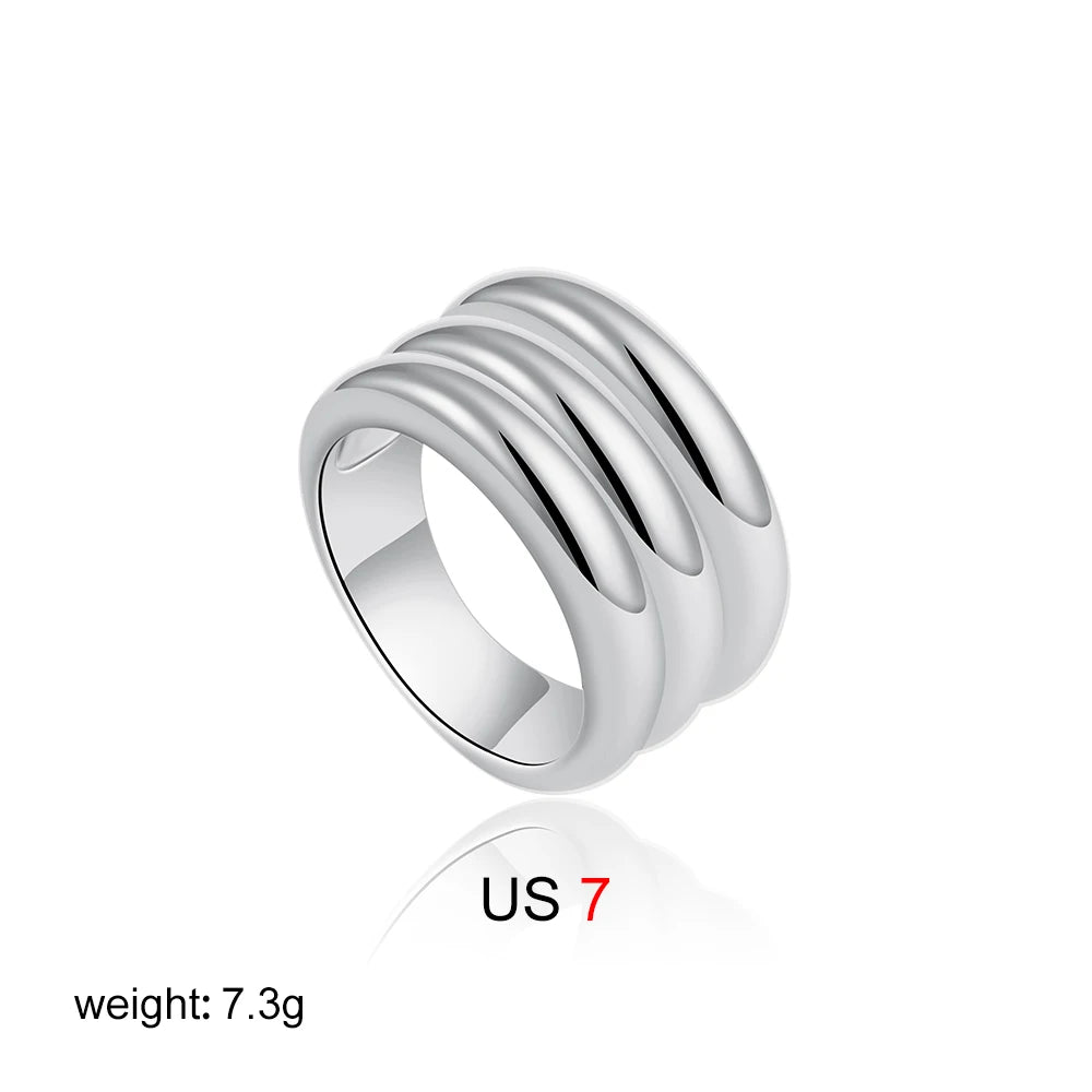 18K Gold Plated Multi-Layer Chunky Stainless Steel Ring