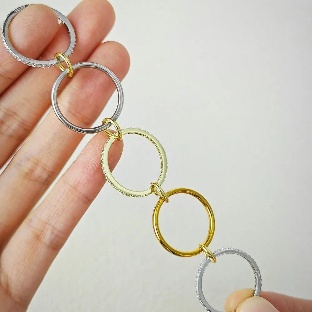 Two-Tone Five-Piece Stackable Zircon Ring Set