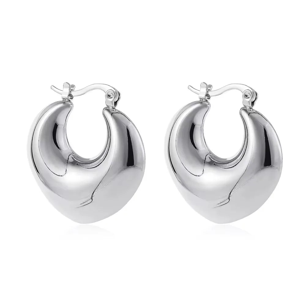 Vintage Chunky Gold Plated Thick Hoop Earrings