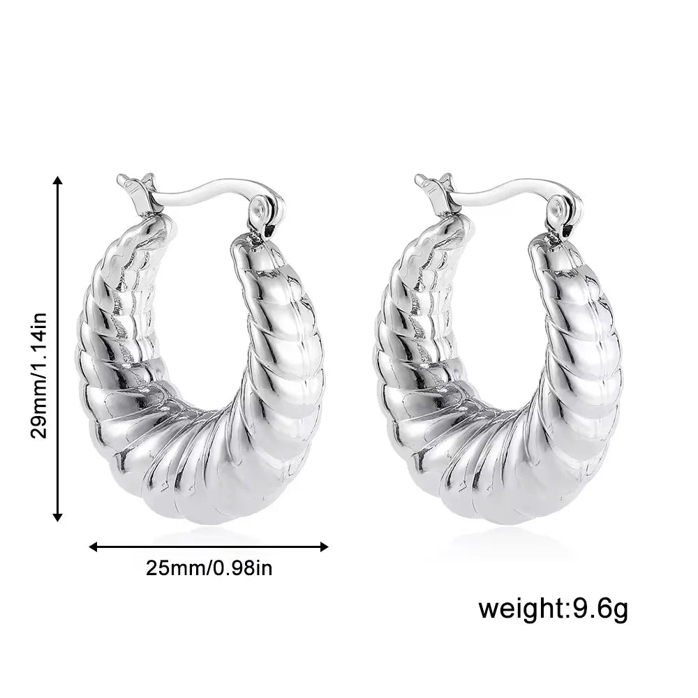Vintage Chunky Gold Plated Thick Hoop Earrings