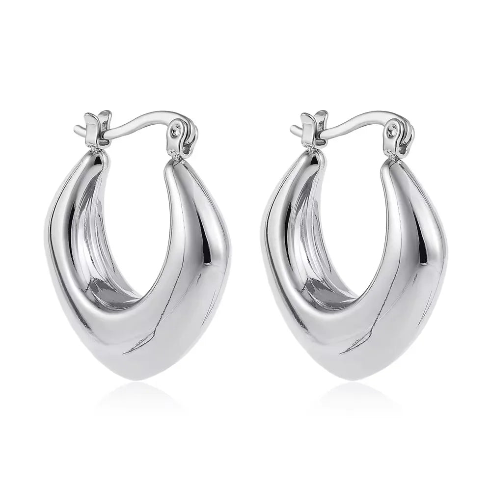 Vintage Chunky Gold Plated Thick Hoop Earrings