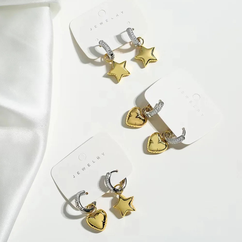 Pavé Heart & Star Earrings
