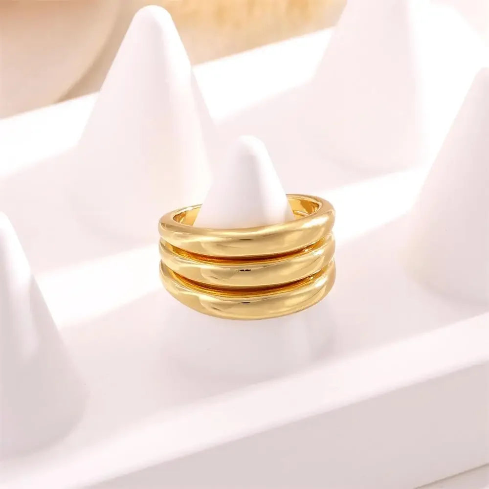 18K Gold Plated Triple Layer Circle Knuckle Ring