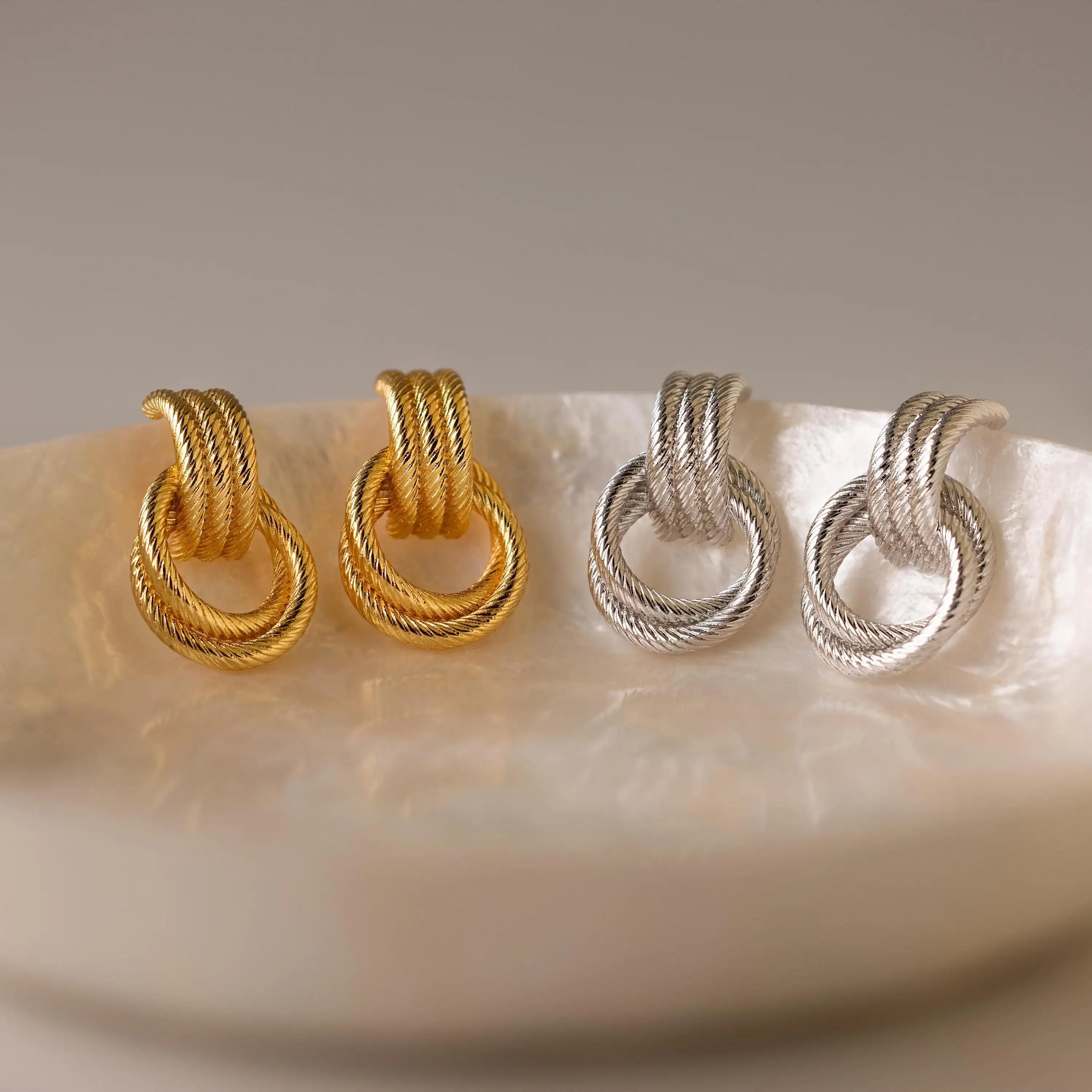 Vintage Double Knot Stainless Steel Earrings
