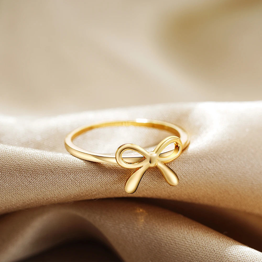 Dainty Gold Plated Bow Knot Ring