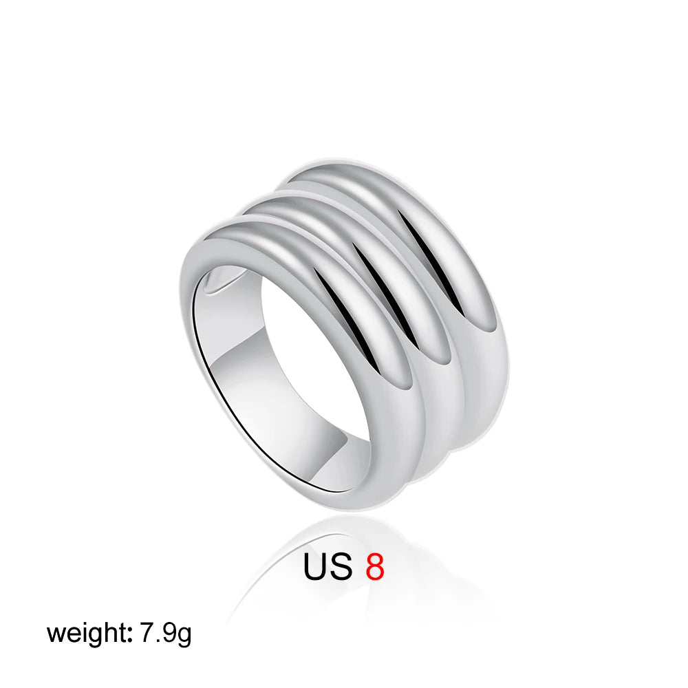 18K Gold Plated Multi-Layer Chunky Stainless Steel Ring