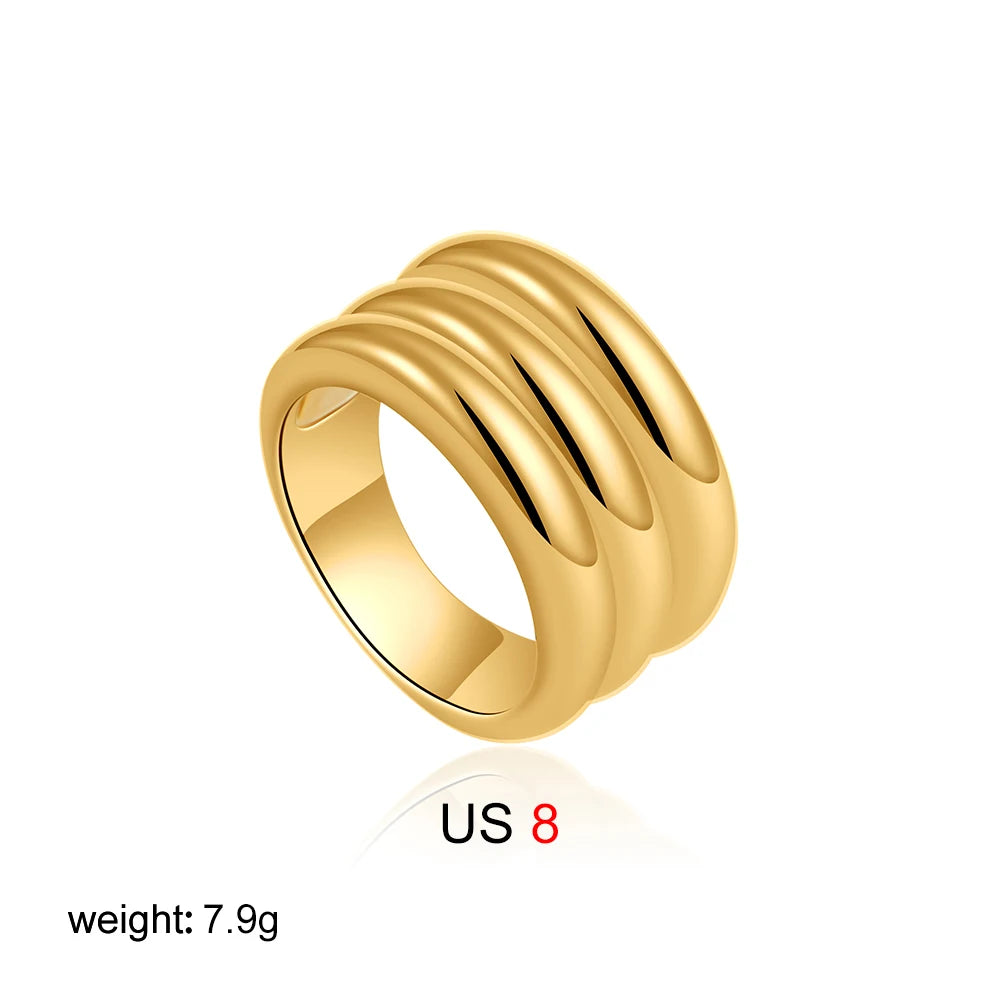 18K Gold Plated Multi-Layer Chunky Stainless Steel Ring