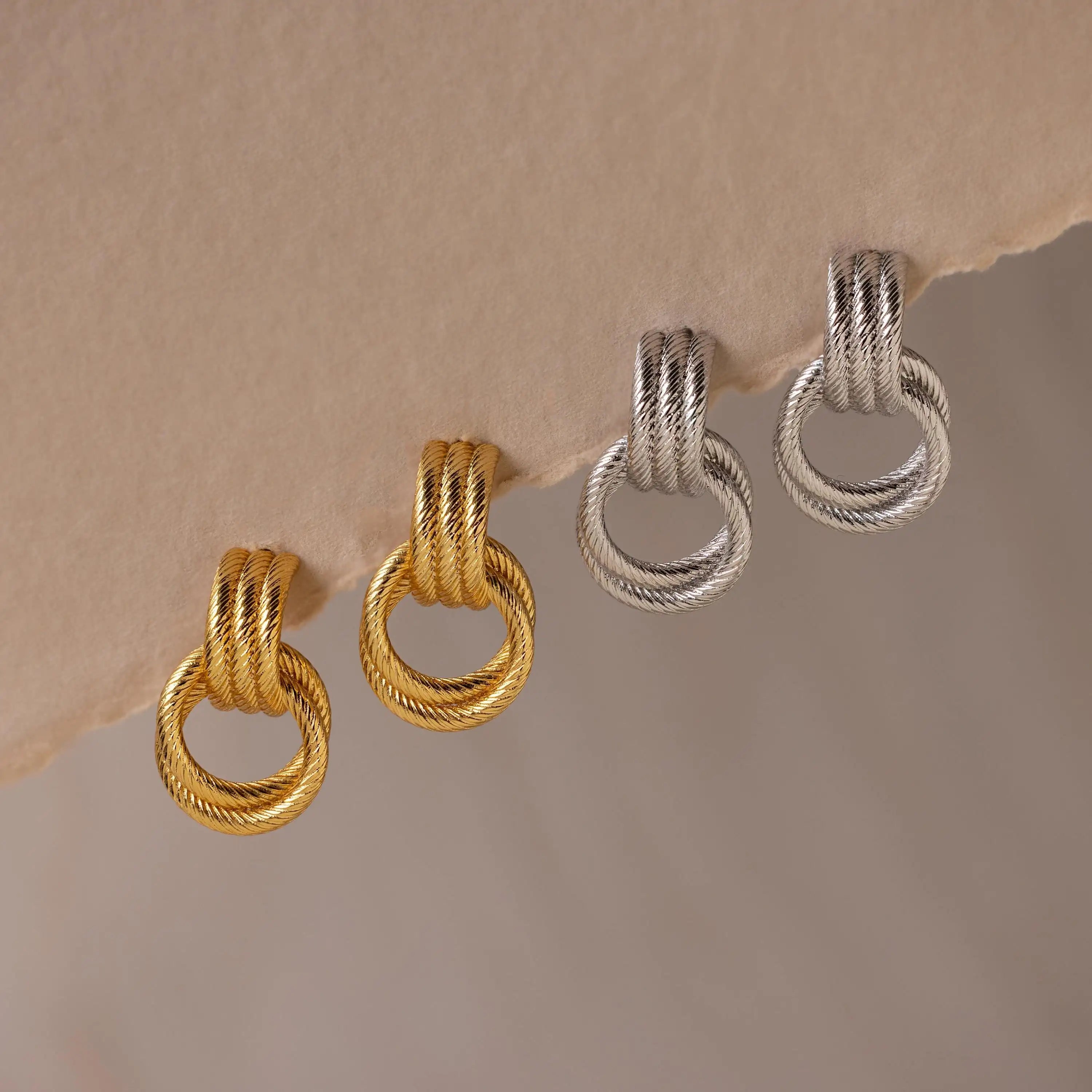 Vintage Double Knot Stainless Steel Earrings