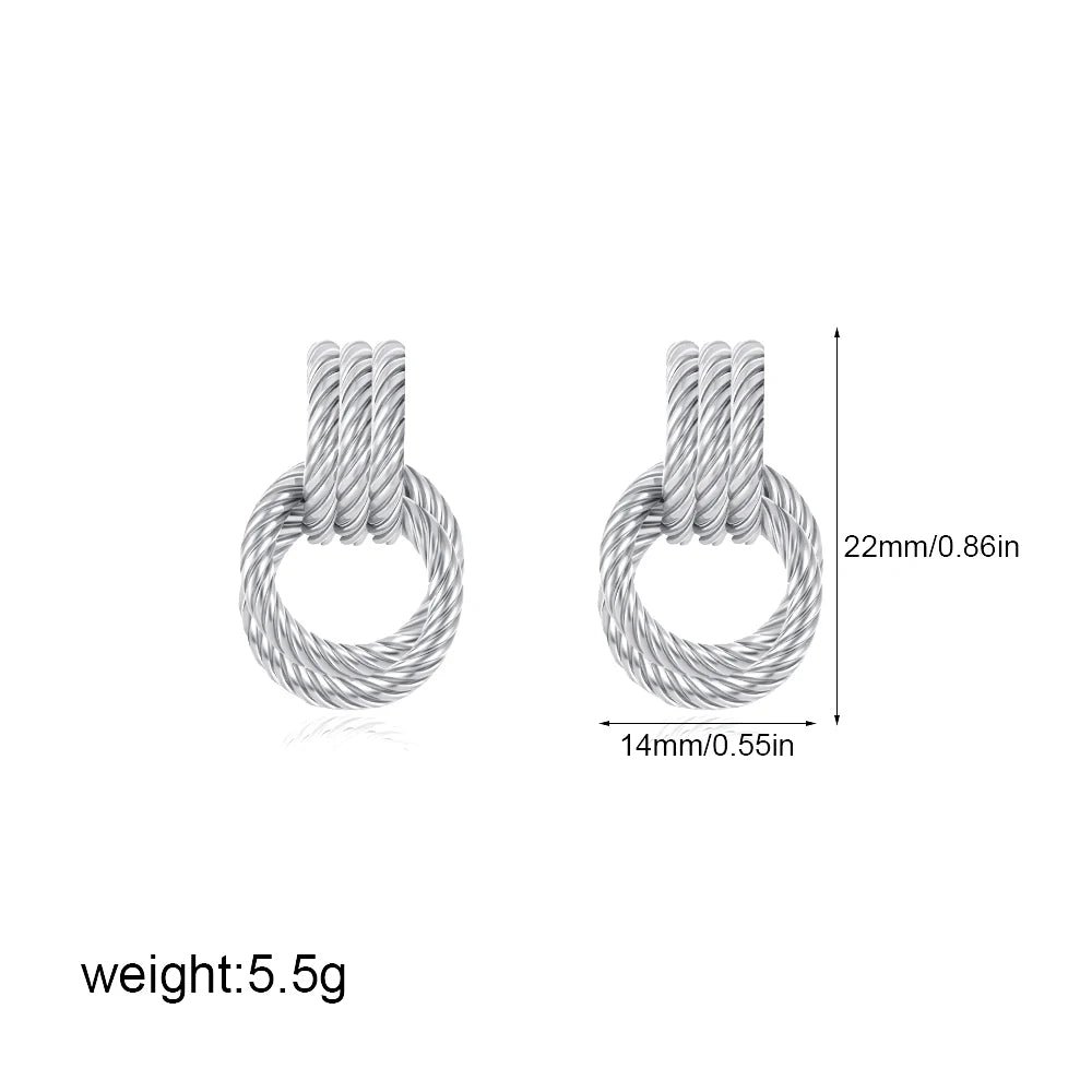 Vintage Double Knot Stainless Steel Earrings