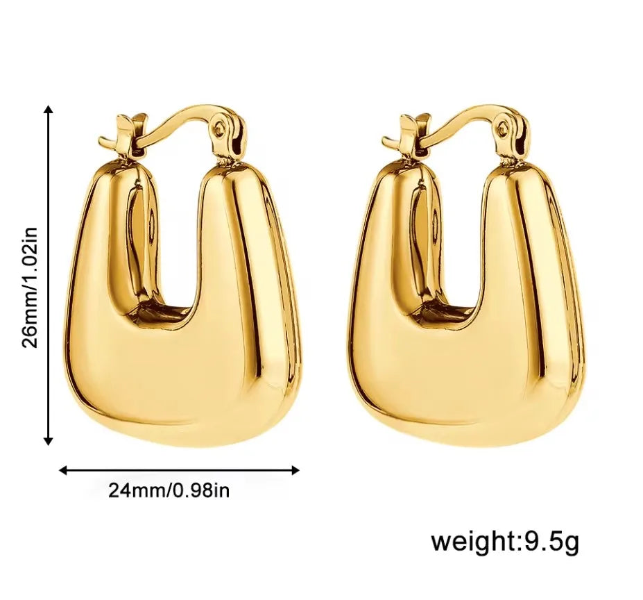 Vintage Chunky Gold Plated Thick Hoop Earrings