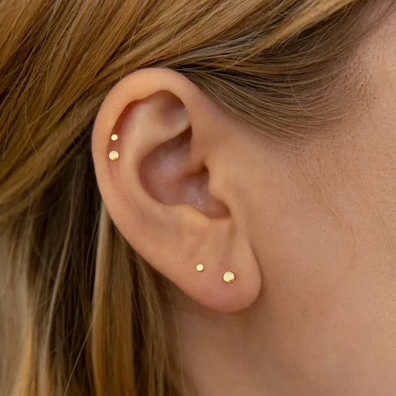 18K Gold‑Plated Triple Stud Earring Set