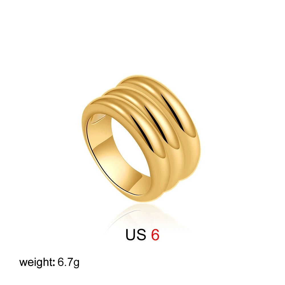 18K Gold Plated Multi-Layer Chunky Stainless Steel Ring