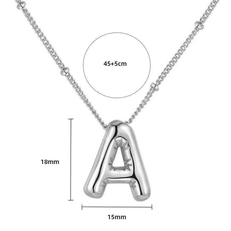 Smooth Stainless Steel Silver Colour Bubble Initial Letter Pendant