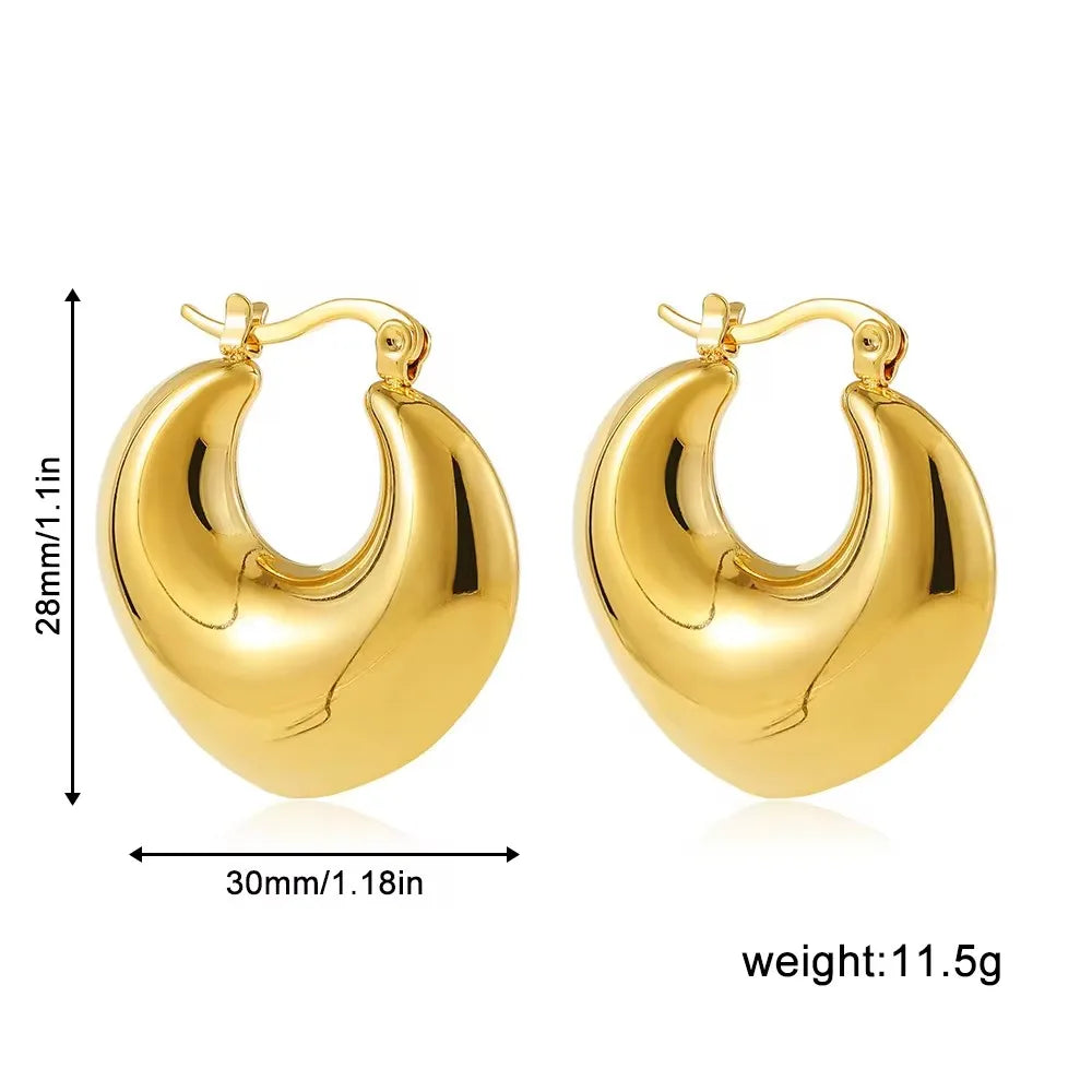 Vintage Chunky Gold Plated Thick Hoop Earrings
