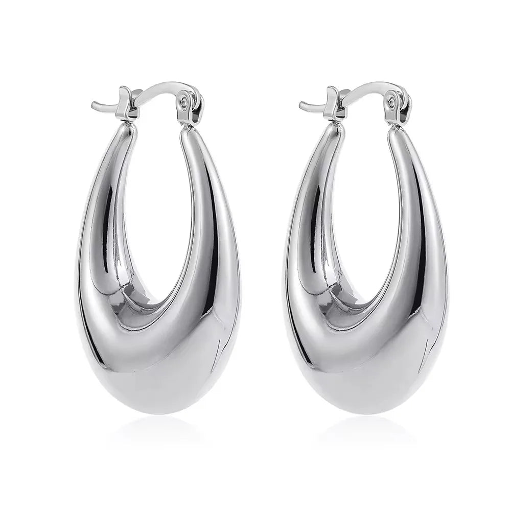 Vintage Chunky Gold Plated Thick Hoop Earrings