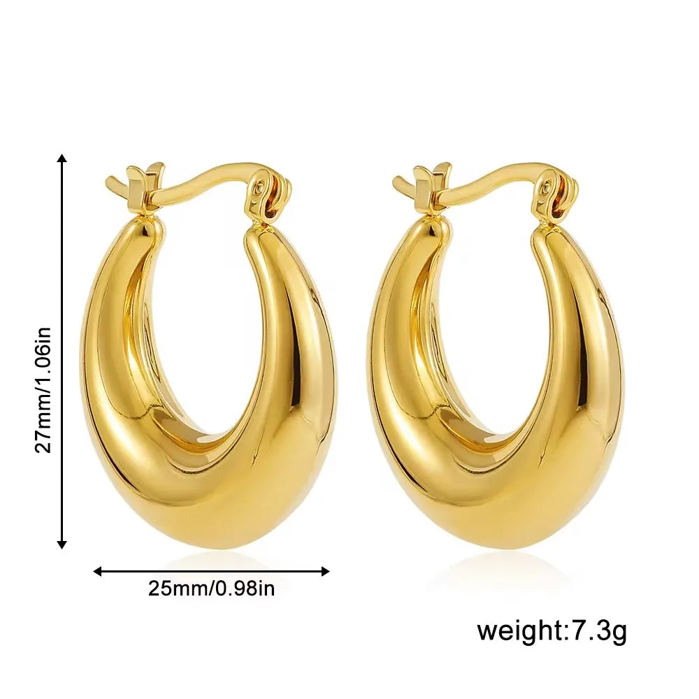 Vintage Chunky Gold Plated Thick Hoop Earrings