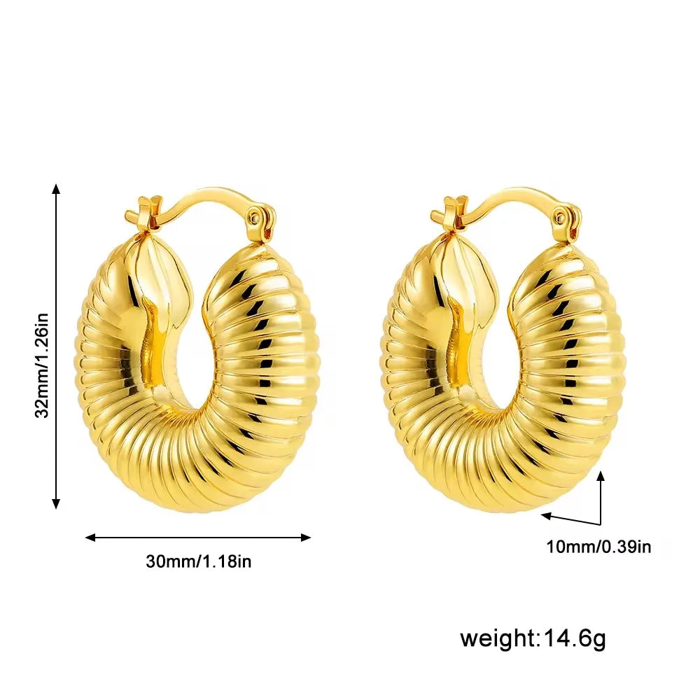 Vintage Chunky Gold Plated Thick Hoop Earrings