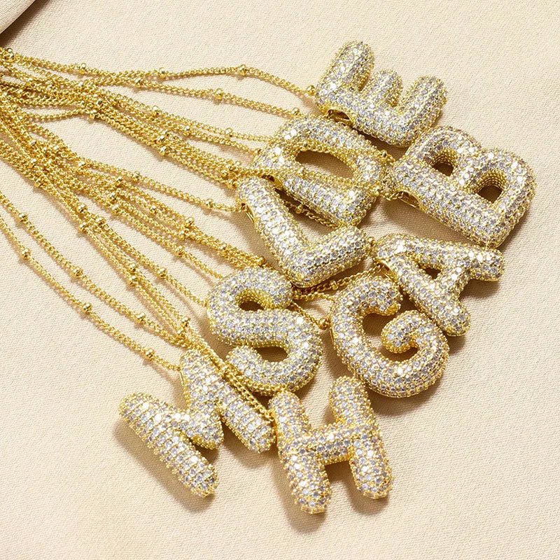 Pavé Bubble Initial Necklace