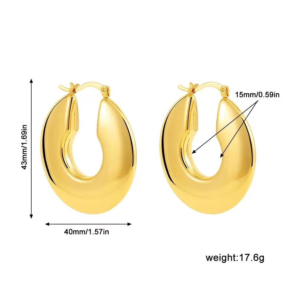 Vintage Chunky Gold Plated Thick Hoop Earrings