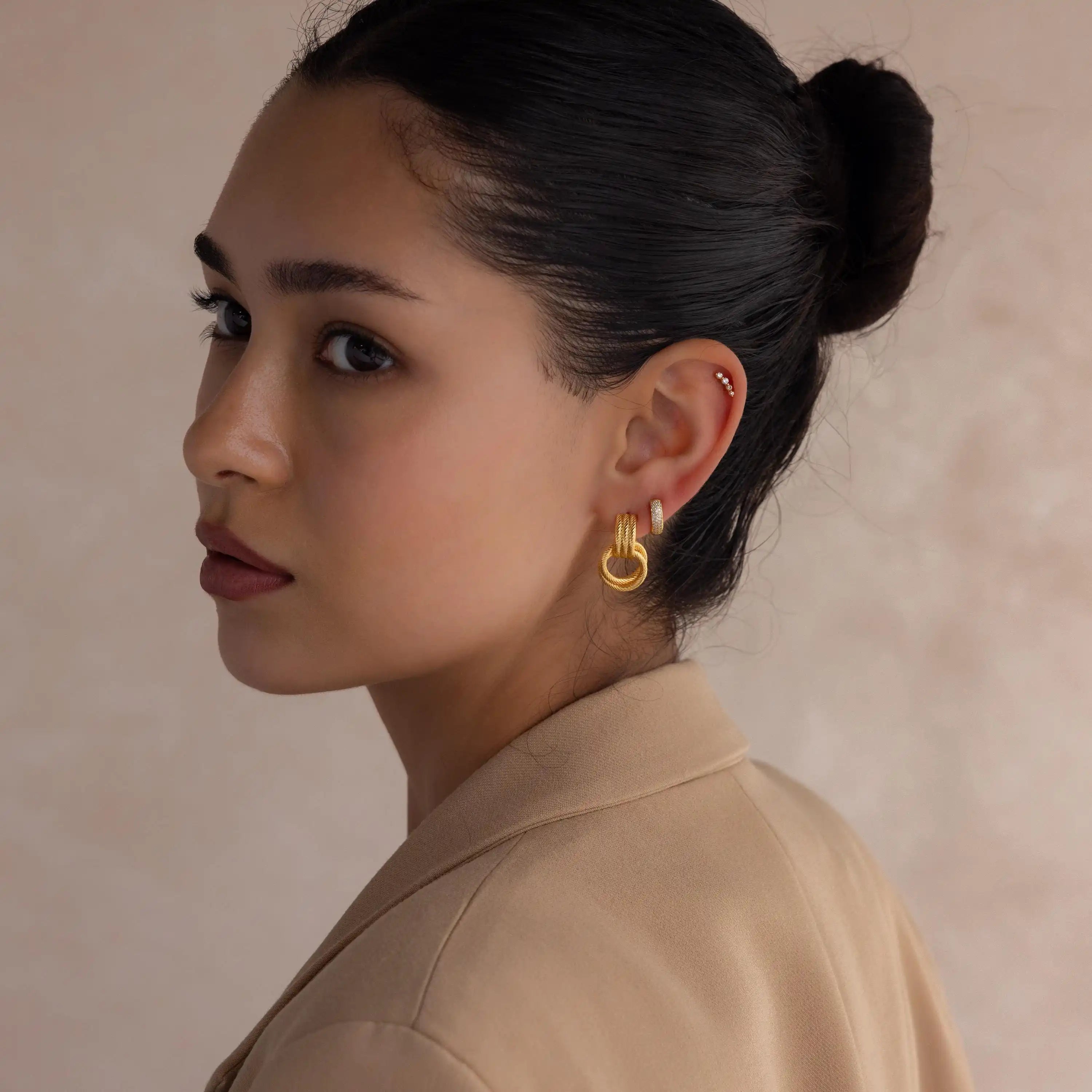 Vintage Double Knot Stainless Steel Earrings