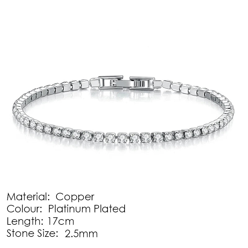 Zircon Crystal Tennis Bracelet – 2.5/3/4/5mm