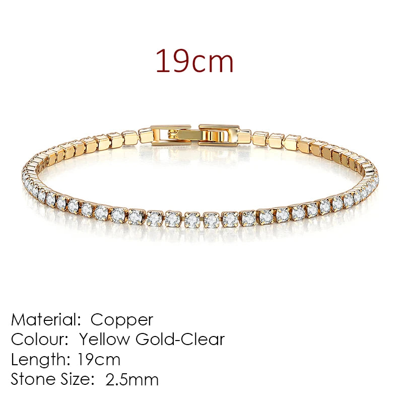 Zircon Crystal Tennis Bracelet – 2.5/3/4/5mm