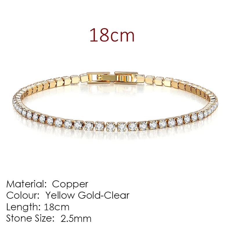 Zircon Crystal Tennis Bracelet – 2.5/3/4/5mm