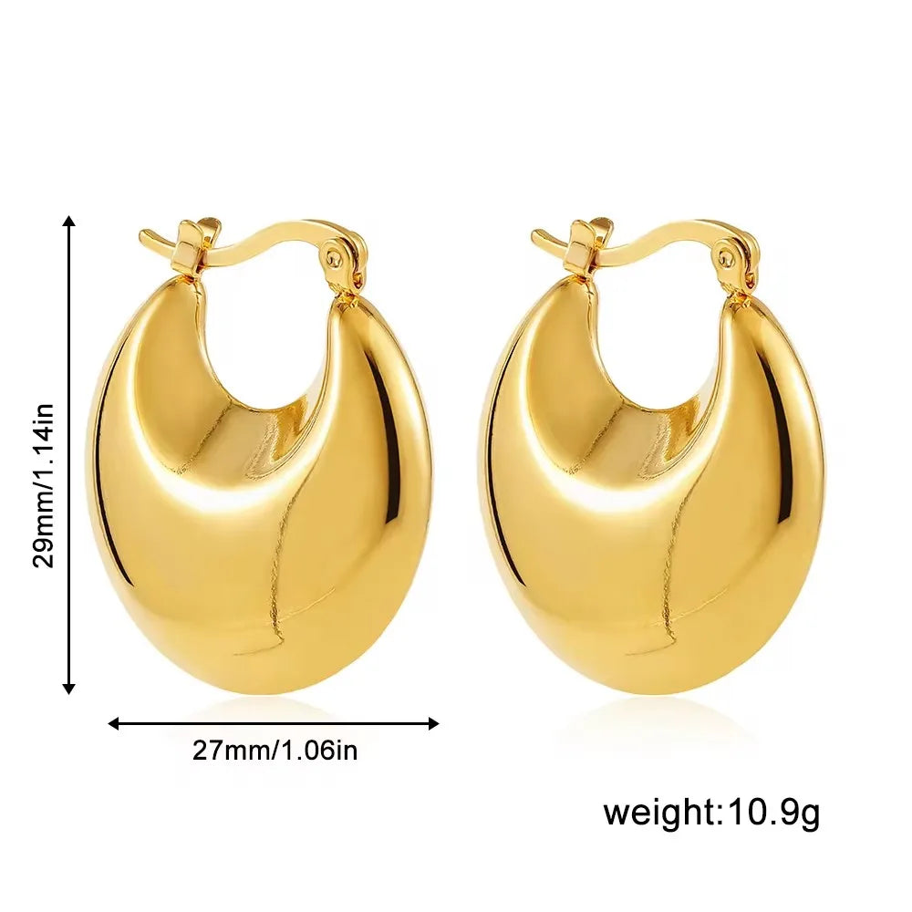 Vintage Chunky Gold Plated Thick Hoop Earrings
