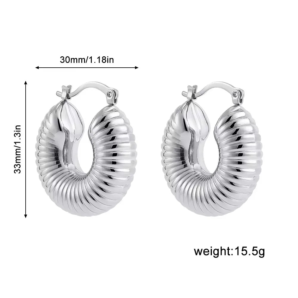 Vintage Chunky Gold Plated Thick Hoop Earrings