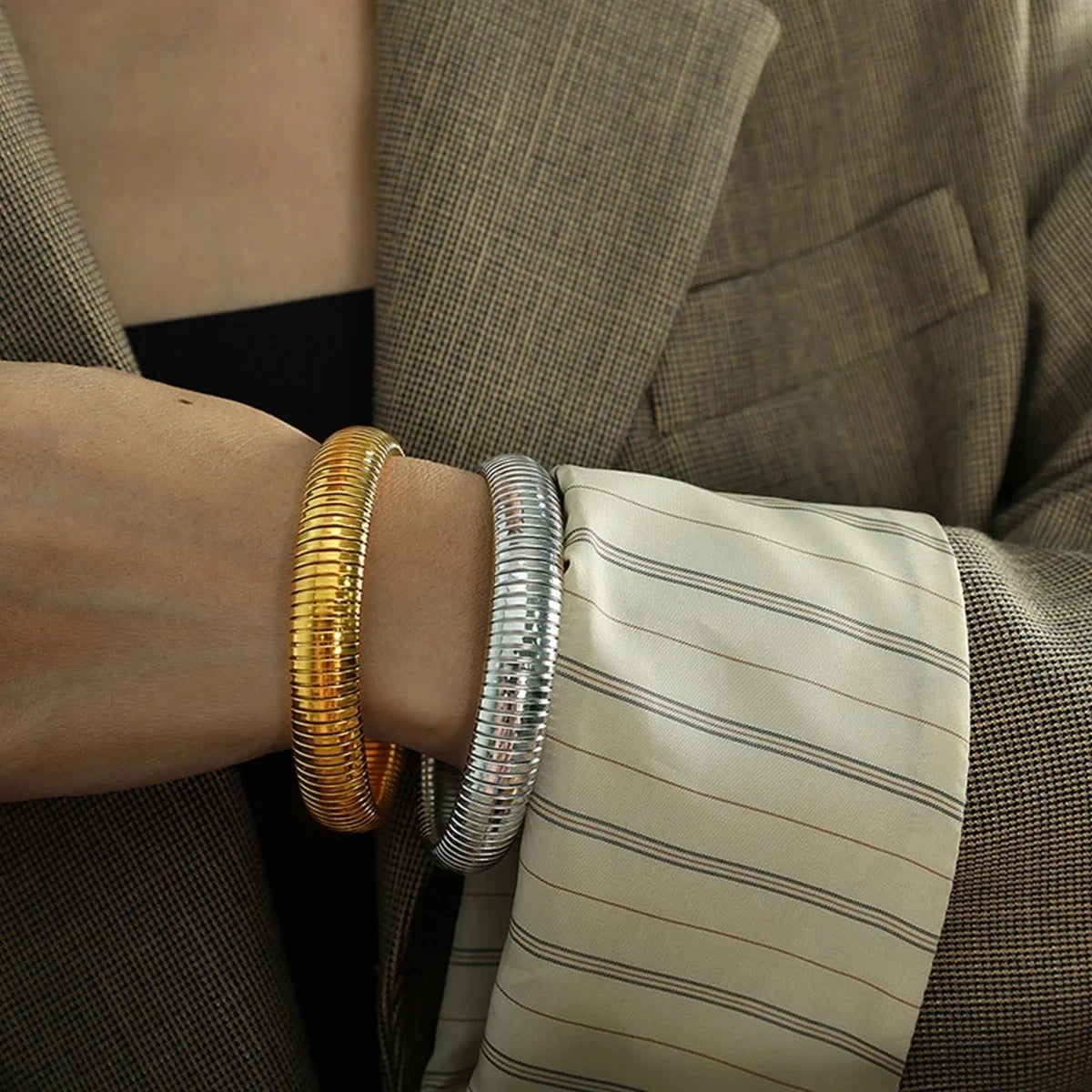 Gold & Silver Flexible Snake Chain Bangles