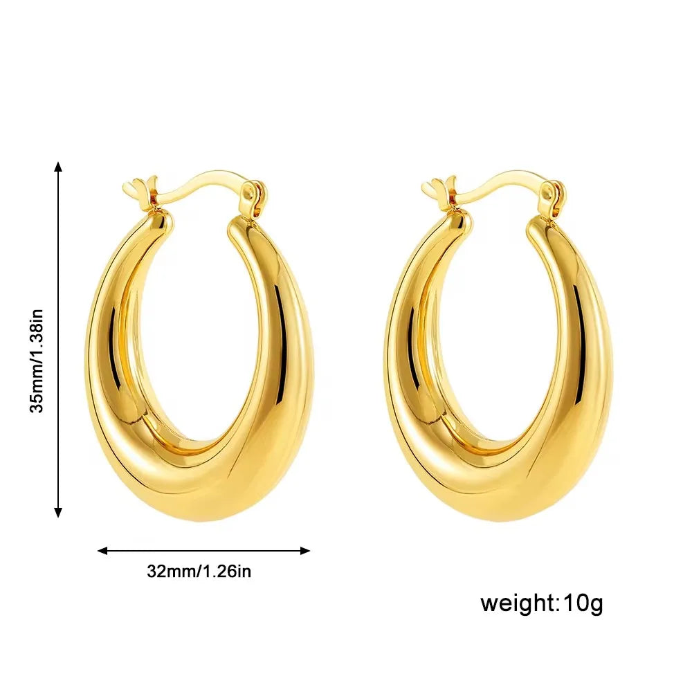 Vintage Chunky Gold Plated Thick Hoop Earrings