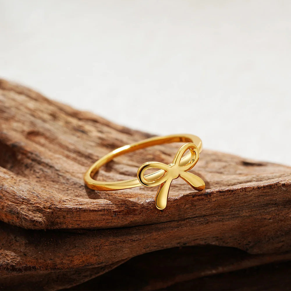 Dainty Gold Plated Bow Knot Ring