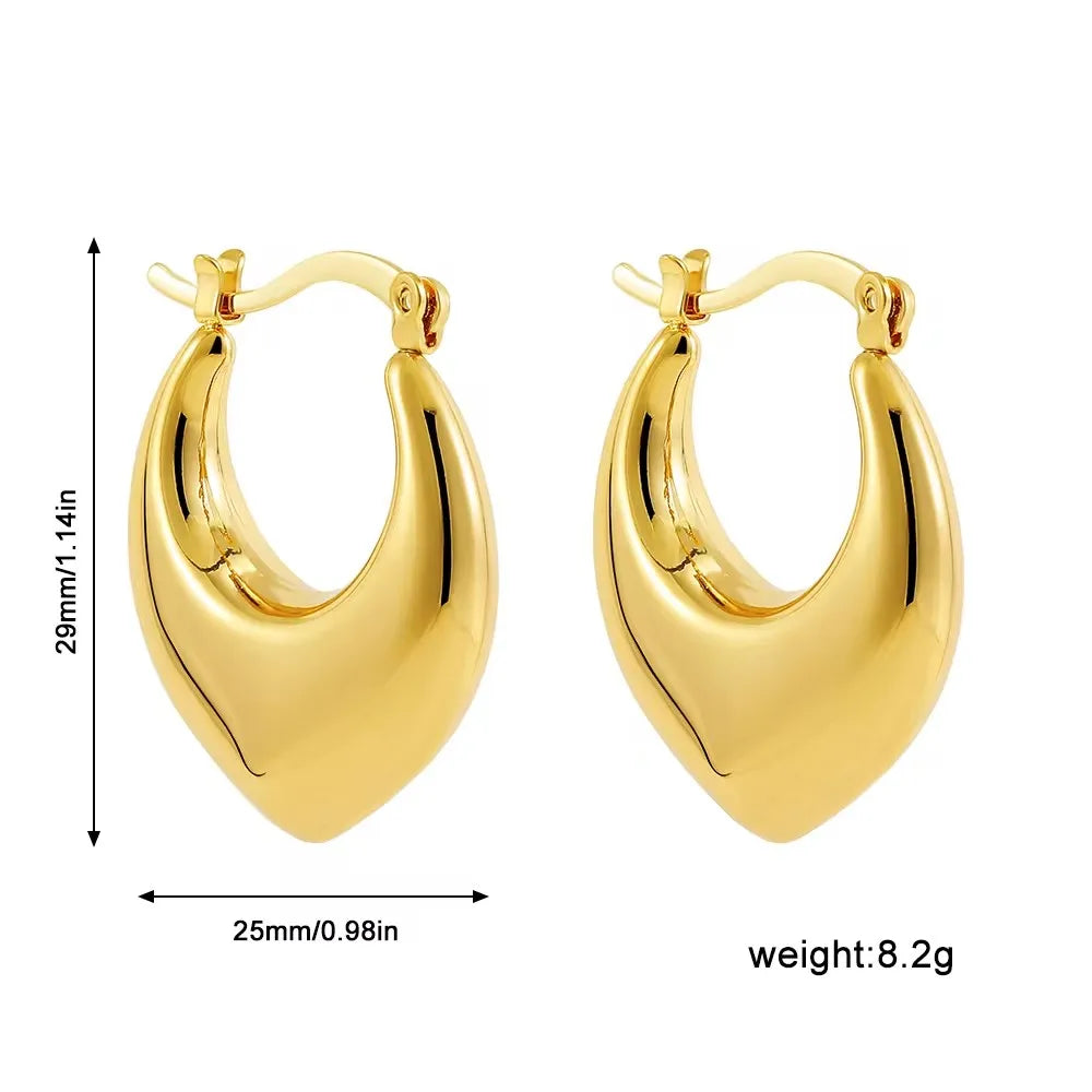 Vintage Chunky Gold Plated Thick Hoop Earrings