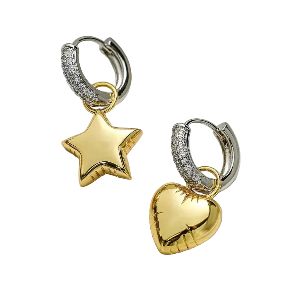 Pavé Heart & Star Earrings
