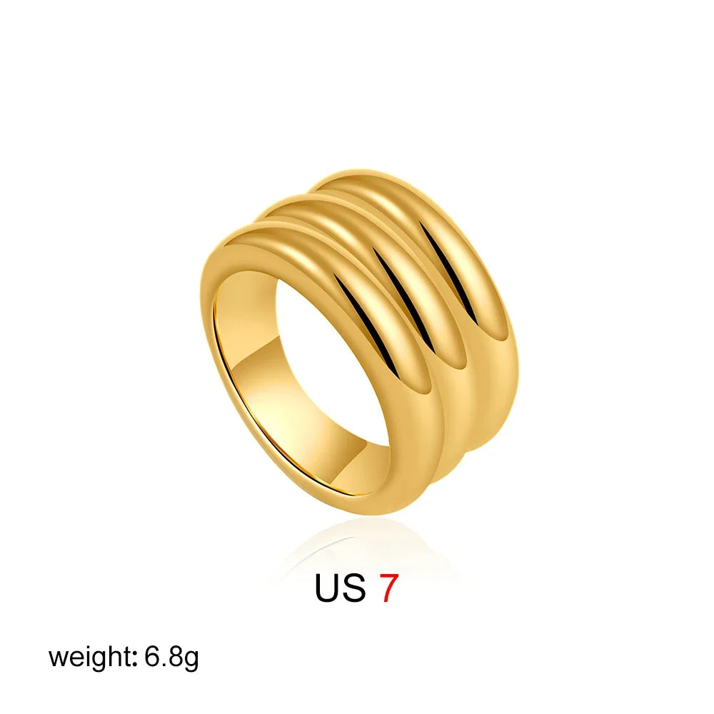 18K Gold Plated Triple Layer Circle Knuckle Ring