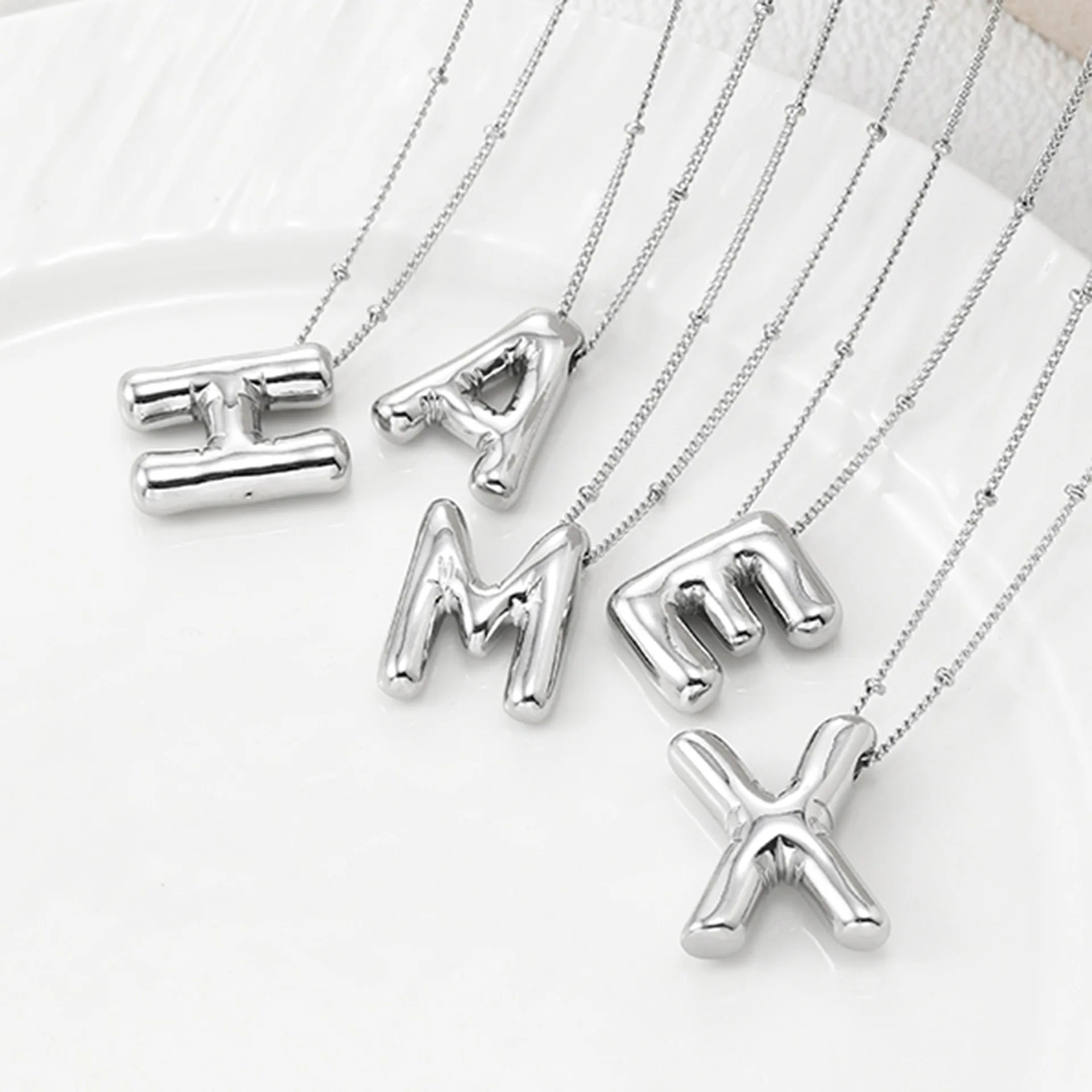 Silver Bubble Initial Necklace