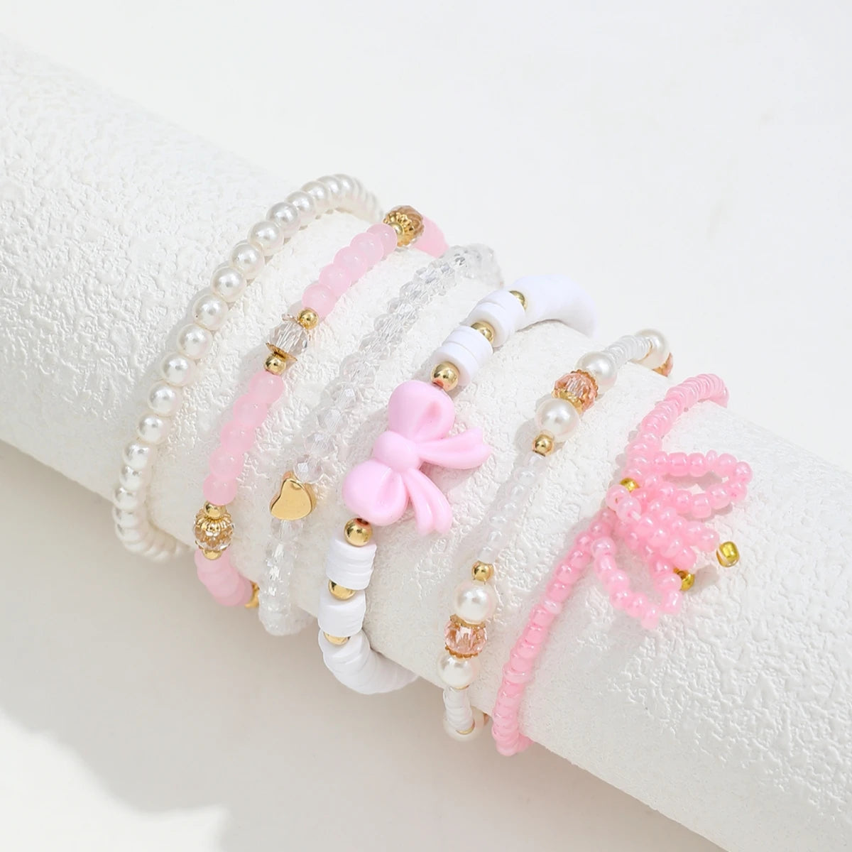 6‑Piece Pearl & Bow Bracelet Set