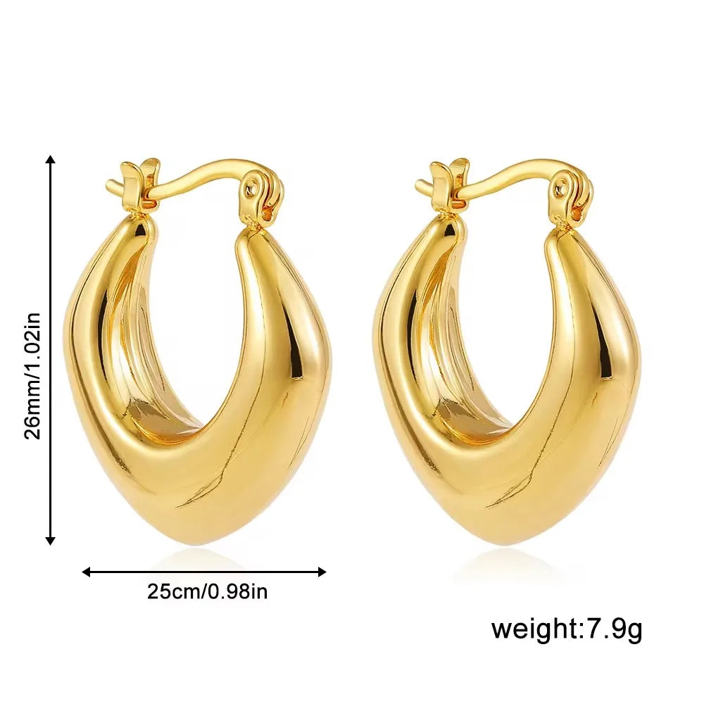 Vintage Chunky Gold Plated Thick Hoop Earrings