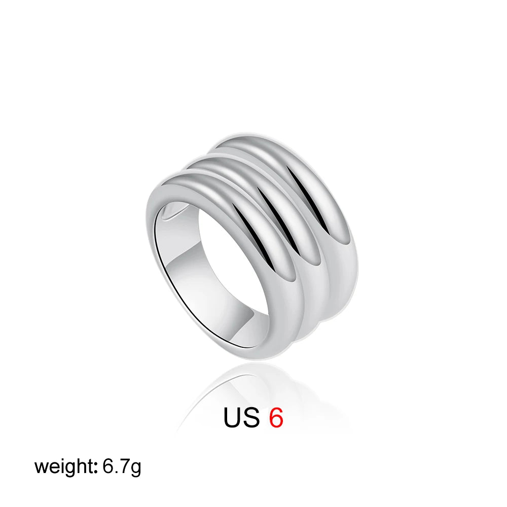18K Gold Plated Multi-Layer Chunky Stainless Steel Ring
