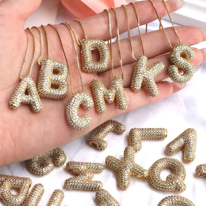 Balloon Bubble Chunky A-Z Letters Name Pendant