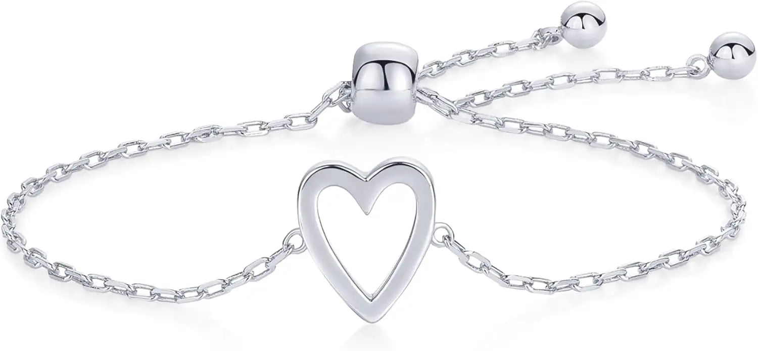 14K Gold Plated Matching Heart Charm Bracelet Set for Women