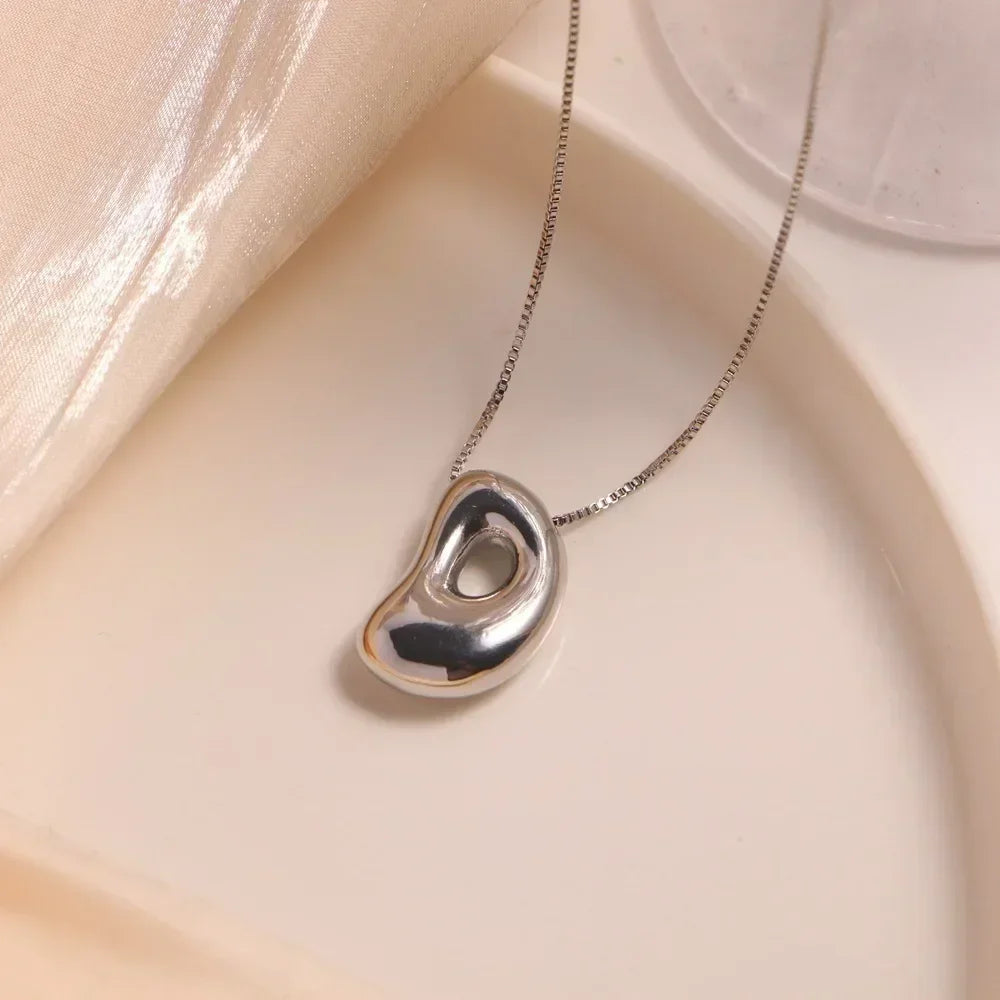 Silver Colour Chunky Bubble Initial Letter Pendant