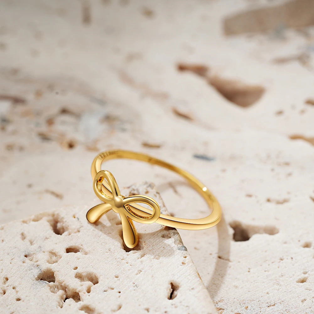Dainty Gold Plated Bow Knot Ring