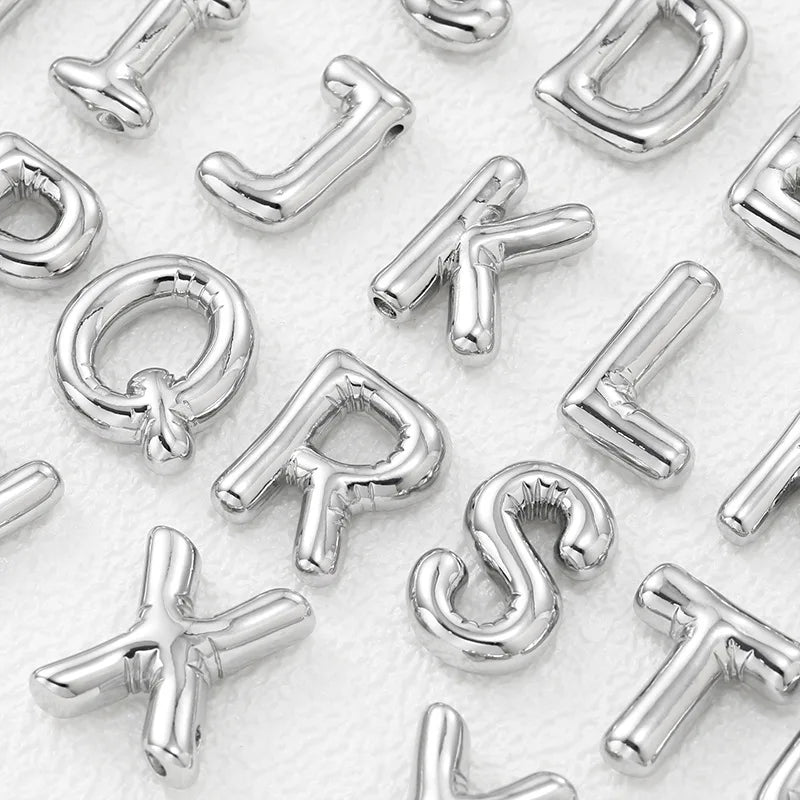 Smooth Stainless Steel Silver Colour Bubble Initial Letter Pendant