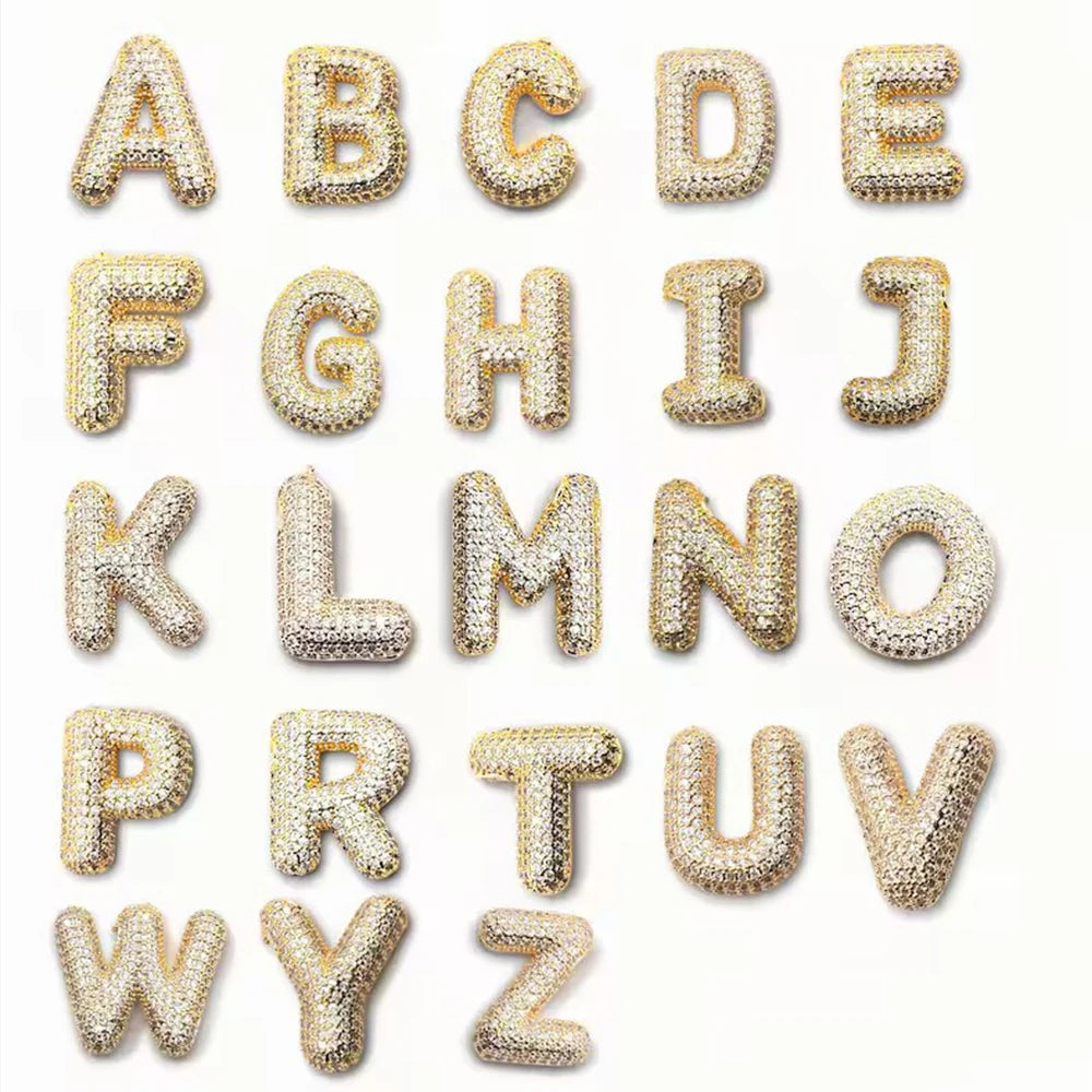 Balloon Bubble Chunky A-Z Letters Name Pendant