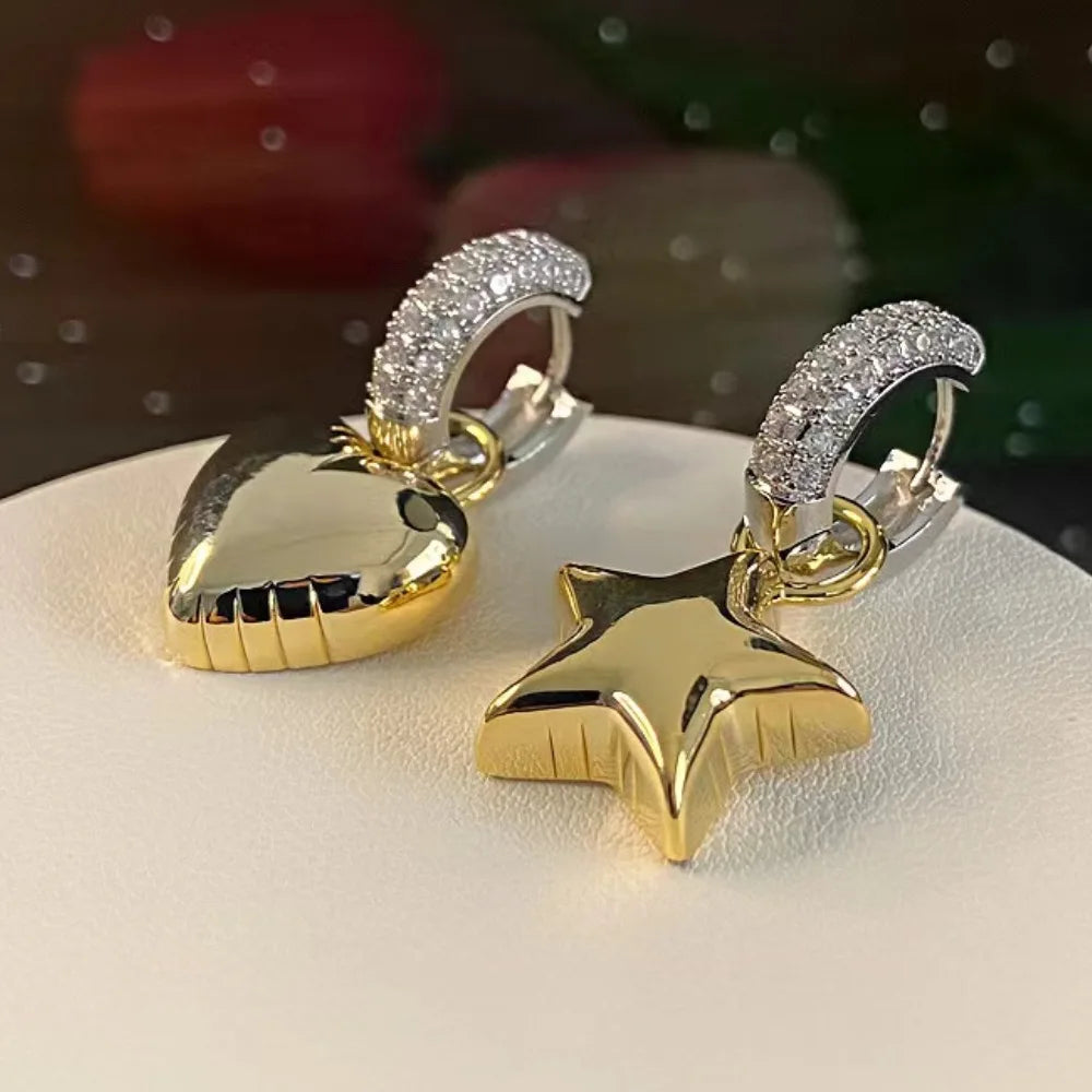 Pavé Heart & Star Earrings