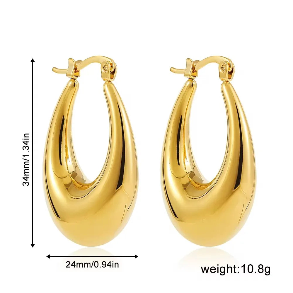 Vintage Chunky Gold Plated Thick Hoop Earrings