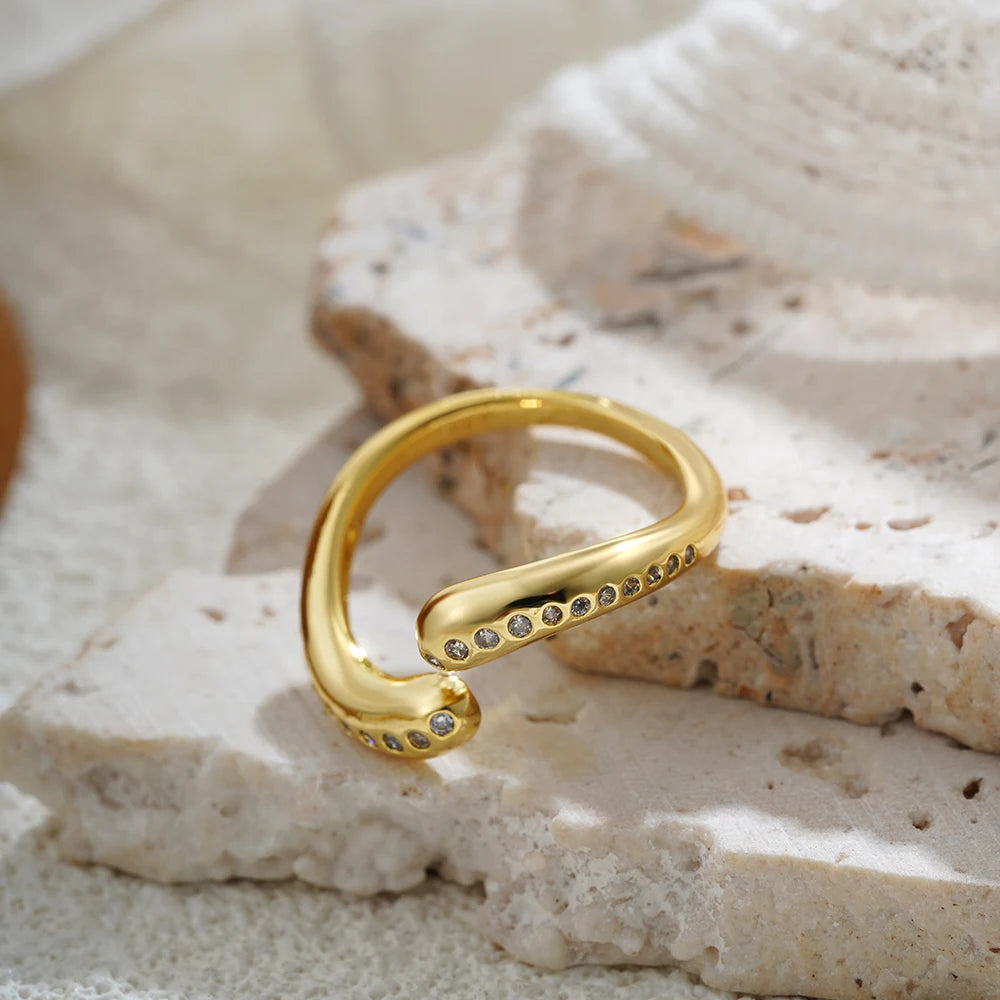 Zircon Water Droplet Open Ring
